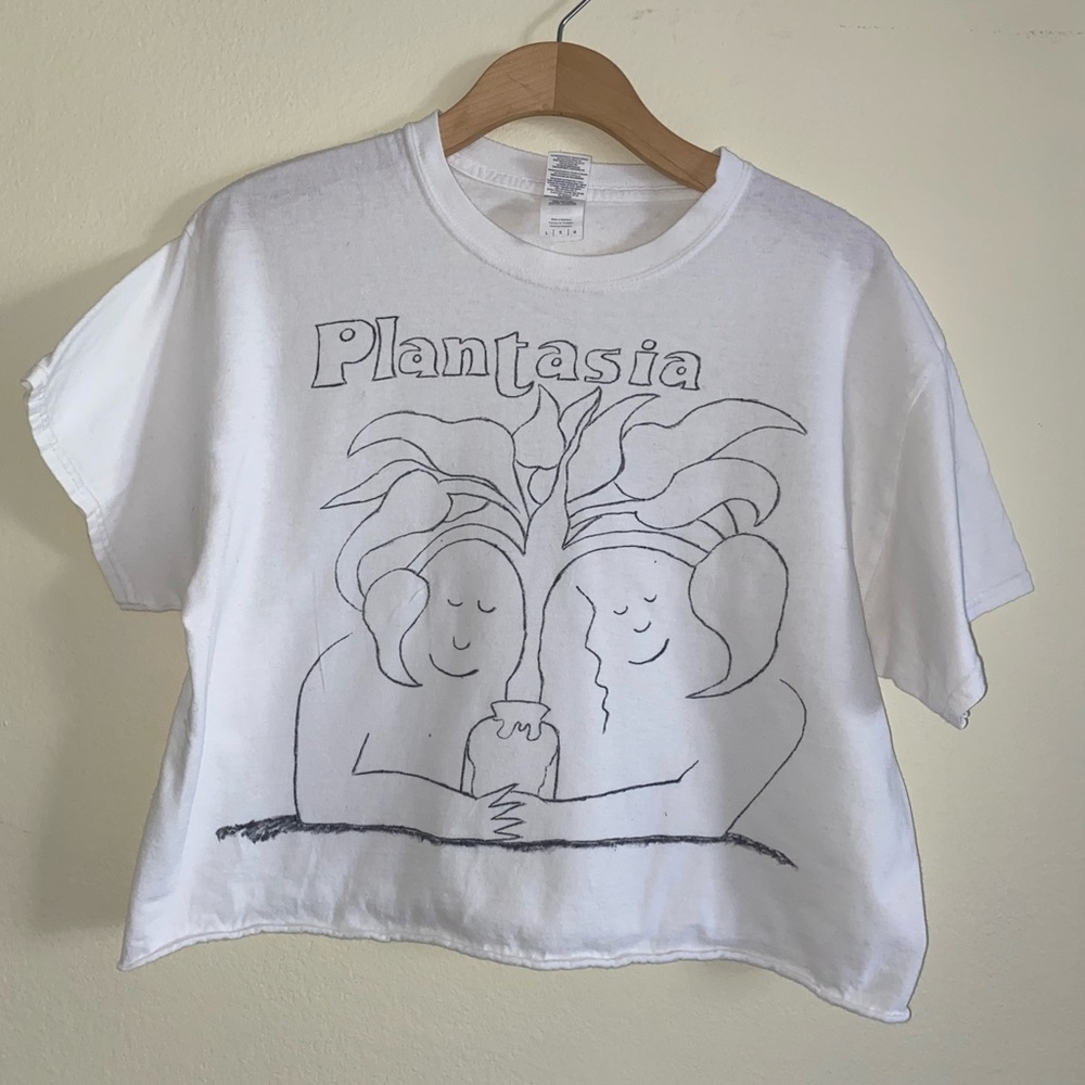 Hand Drawn Plantasia T-shirt Cropped L